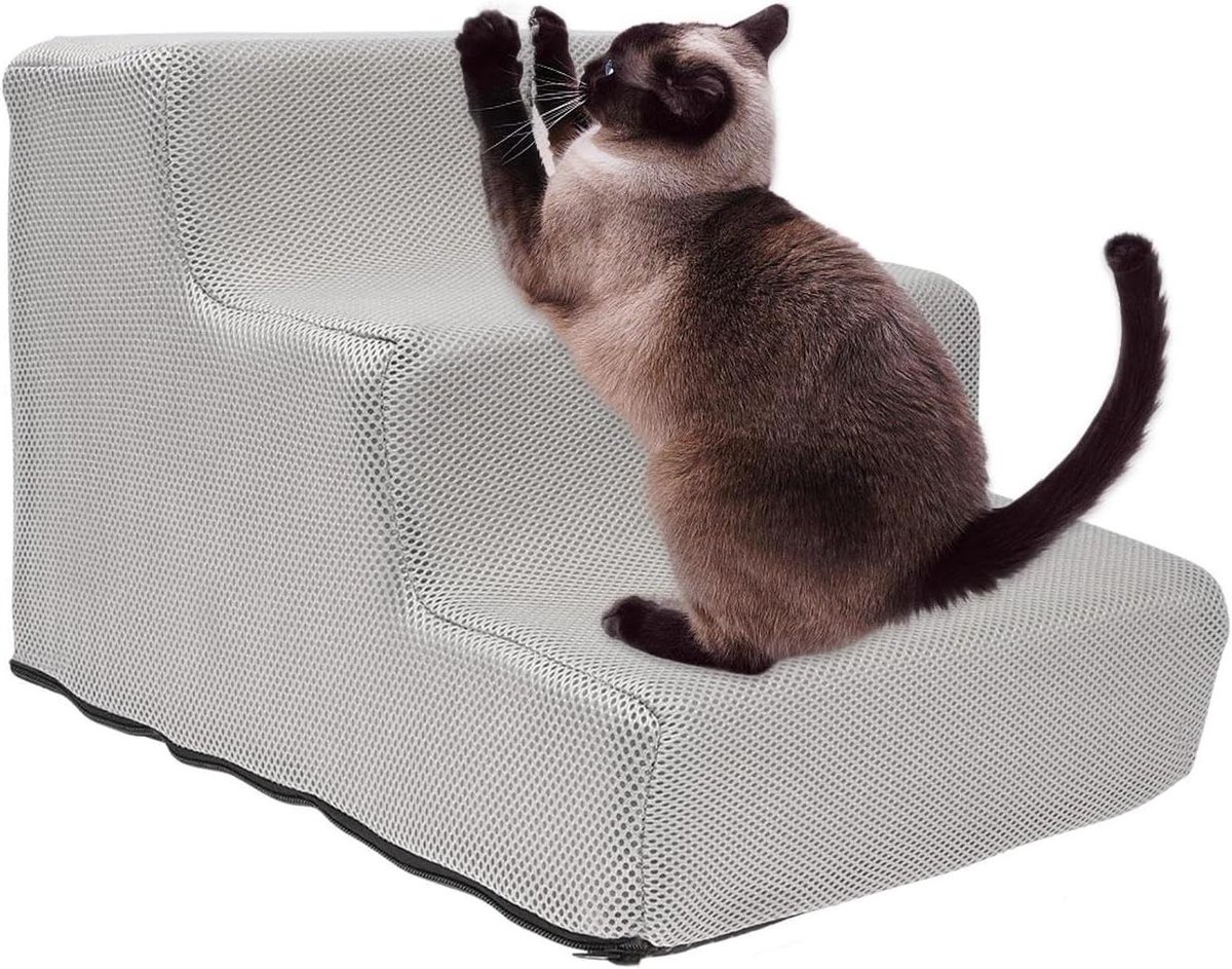 Huisdierentrap - Kattenladder Honden trap - Huisdieren Ondersteunen - Gewrichtsontlasting - 40 x 34 x 30 cm - Grijs