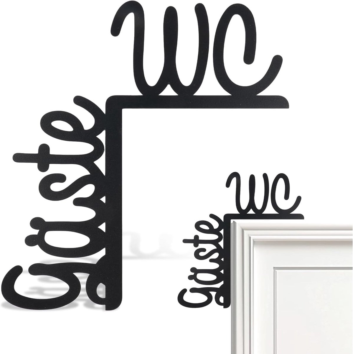 1 stuk gastentoilet bord met lettertype "We Gasete", geen lijmen, geen boren, deurdecoratie voor boerderijstijl, binnendecoratie (zwart)