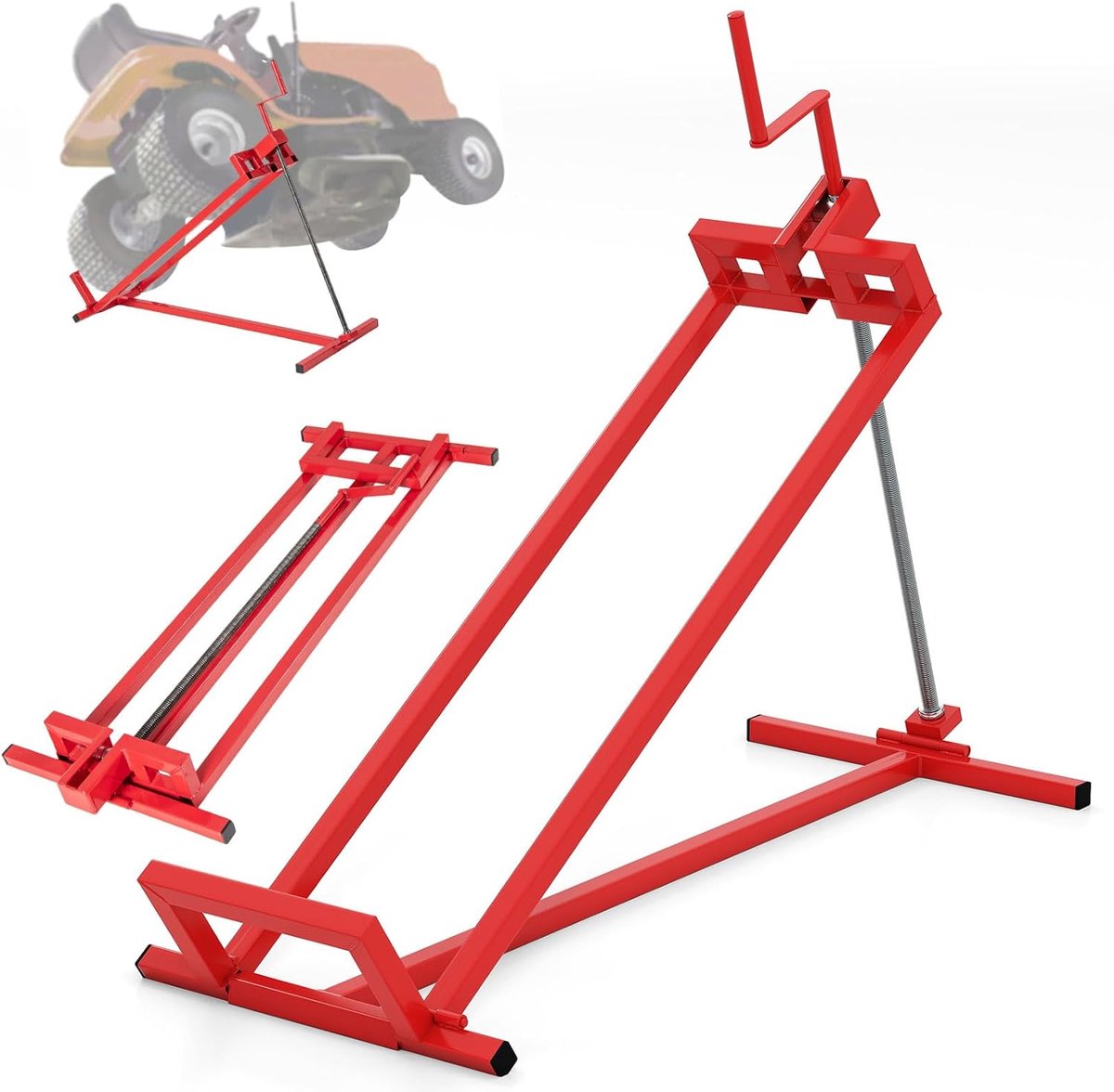 COSTWAY Grastractor hefapparaat, tot 400 kg, 45° traploos verstelbaar, opvouwbaar, hefbrug, metaal, reinigingshulp voor grasmaaier, motorfiets, zitmaaier, grasmaaier, grasmaaier, grasmaaier, rood