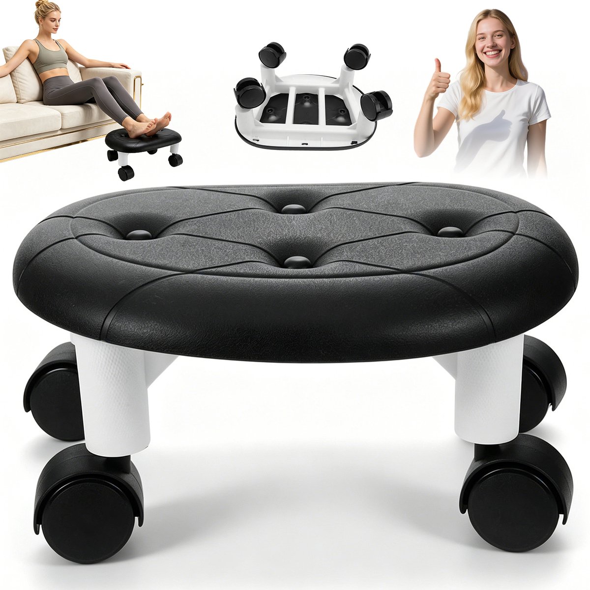 Schoenenkruk met Wielen - 360° Zwenkwielen & Compact - 15cm Laag Ontwerp & Antislip - Verdikt Hard Plastic - Schuifbaar & Ruimtebesparend - Voor Hal, Slaapkamer & Kantoor