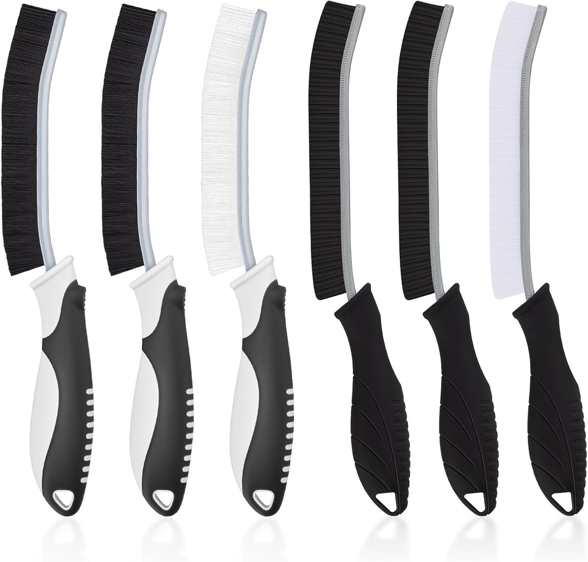 Reinigingsborstel, harde haren, hoekreinigingsborstel, multifunctionele voegenborstel voor badkamer, reinigingsgereedschap voor huishouden, keuken, toilet, tegelvloeren, voegmortel (6, zwart)