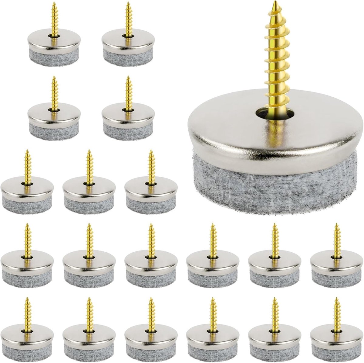 20 stuks viltdoppen schroeven, Ø 24 mm, ronde viltdoppen voor stoelen, schroeven, voor meubels, stoelen, laminaat, parket, tegels, stoelpootbeschermers, vloerbeschermers, vloerbeschermers,