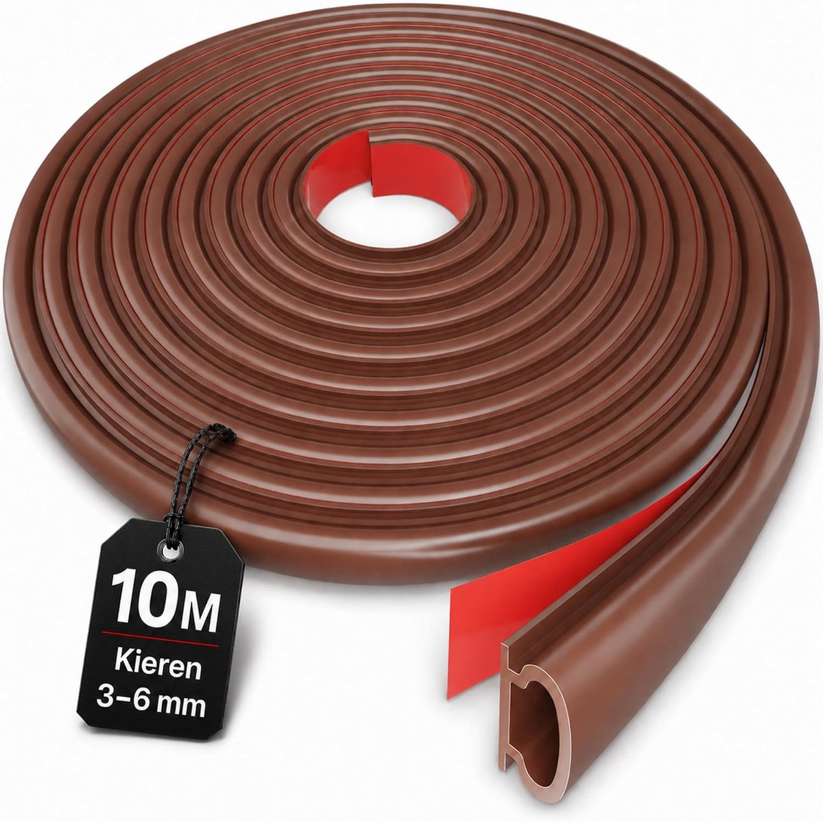 10m Tochtstrip Deur & Raam Zelfklevend, D-Profiel Deurafdichting & Raamafdichting, Voor Kieren 3–6 mm, Isolatie Thermisch & Geluid, Door Seal Strip, Tochtband voor Deur- en Raamkozijn (Bruin)