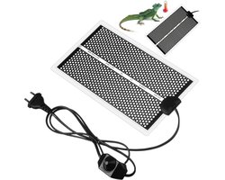 Verwarmingsmat voor reptielen, 7 W, 15 x 28 cm, warmtemat voor reptielen, terrarium, instelbare temperatuur voor reptielen, schildpadden, slangen, hagedissen, gekko's, emitekrabten