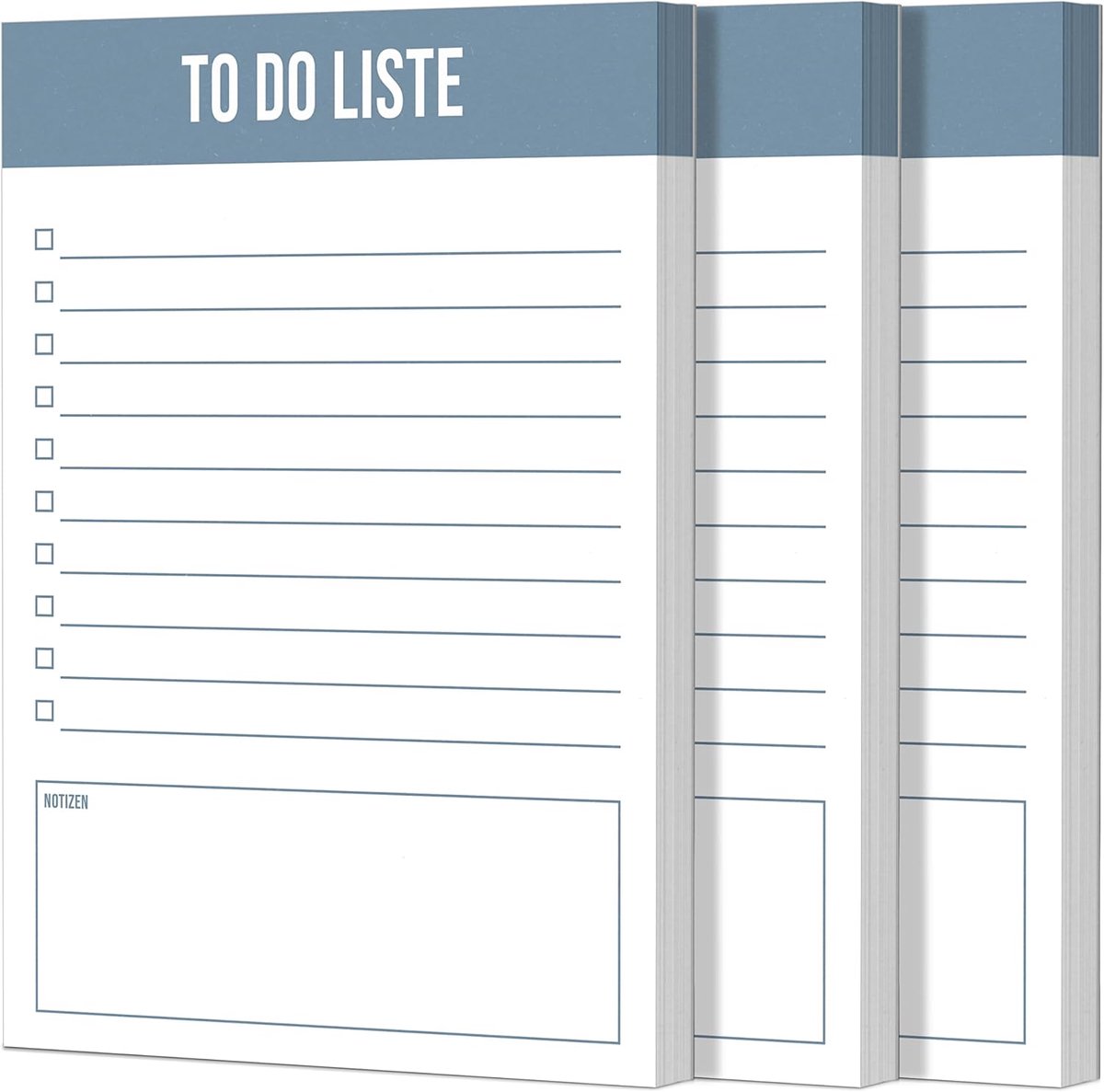 to-do lijstblok - 3 stuks, 150 lijsten. Kleine minimalistische dagplanner ongedateerd "Urban Blue". notitieblokken met elk 50 vellen om af te scheuren voor afspraken, taken, herinneringen en