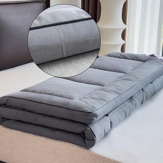 Japanse Vloer Futonmatras - Opvouwbare Matras Tatami - Comfortabel Slapen - Fijn Gewatteerd Patroon - 90x200cm - Grijs — afbeelding 3