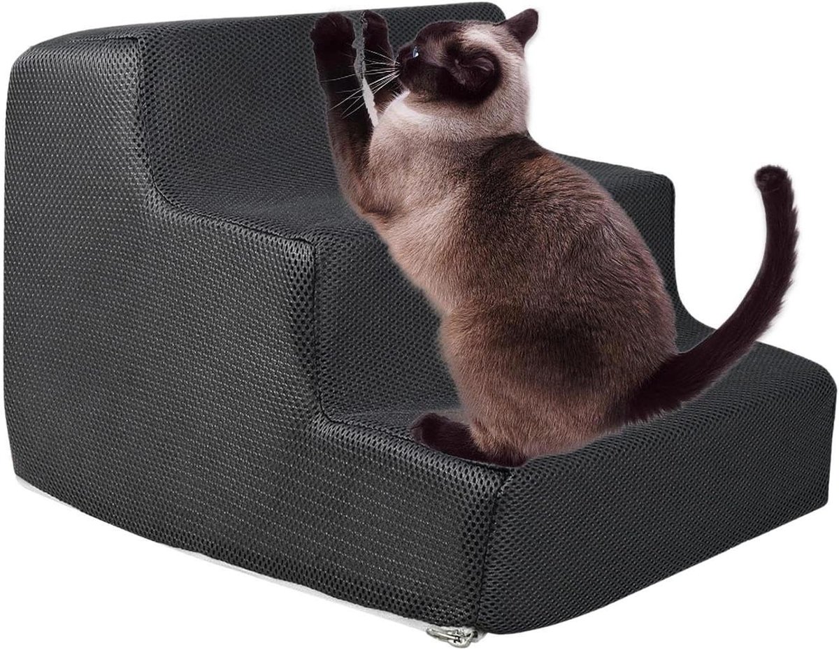 Huisdier Trap - Puppy Ladder - Huisdier Mobiliteit - Antislip Treden - 40 cm - Zwart