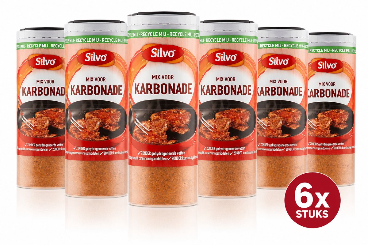 Silvo karbonade kruiden in bus - 6 x 120 gram - zonder gehydrogeneerde vetten
