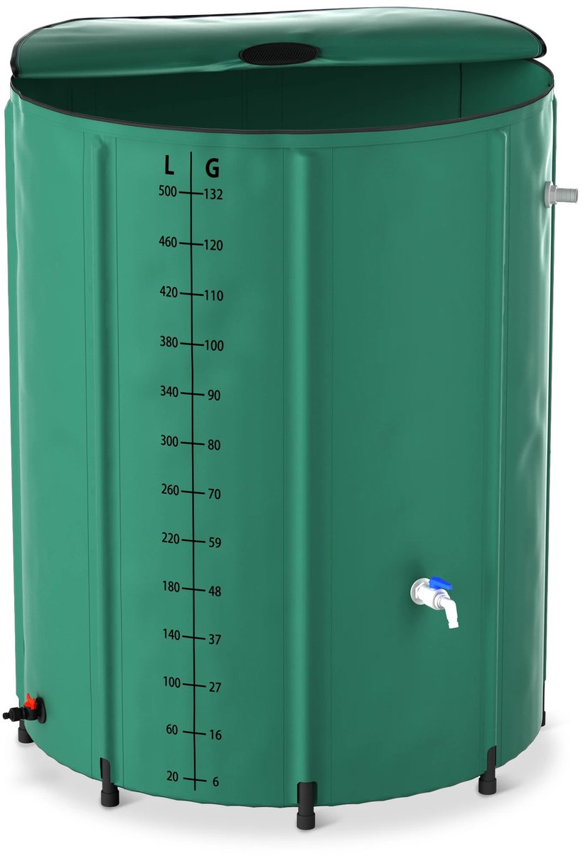 NordHaus Opvouwbare Regenwaterton - Regenwatertank - Regenwateropvangbak - UV-bestendig - 750 L Groen