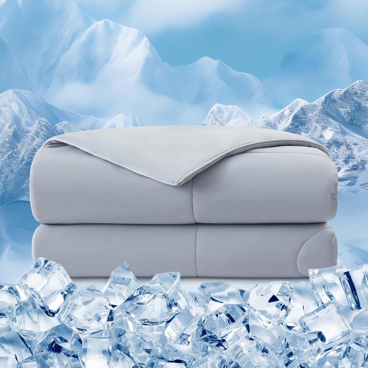 Koeldeken Zomerdeken Verkoelend - 135 x 210 cm Dubbelzijdig Verkoelende Deken Arc-Chill Q-Max>0,45 Verkoelend Beddeken Dunne Strijkdeken Cooling Blanket Knuffeldeken, Grijs