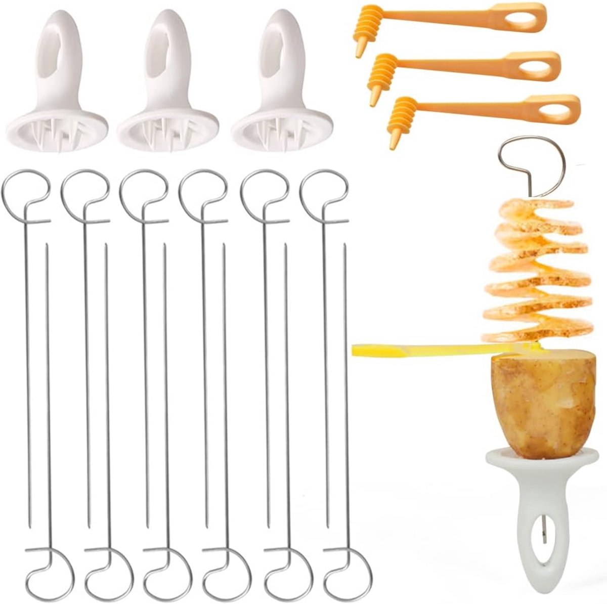 Spiraalsnijder voor Aardappelen, Aardappel Tornado Snijder, Aardappel Twister Spiraal, Spiraal Chips Aardappelsnijder, Geschikt voor Fruit, Aardappelen, Tornado-Chips, Komkommers, Etc