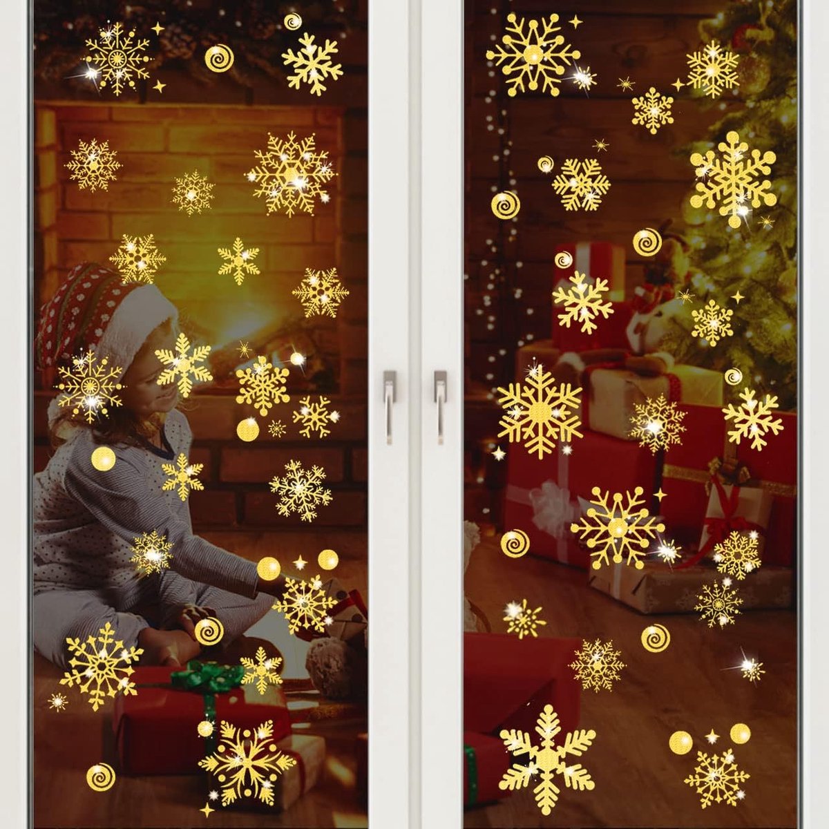 raamafbeelding, 147 stickers raamafbeeldingen Kerstmis, verwijderbare raamdecoratie, kerst zelfklevende raamdecoratie, herbruikbare PVC-stickers voor winterdecoratie
