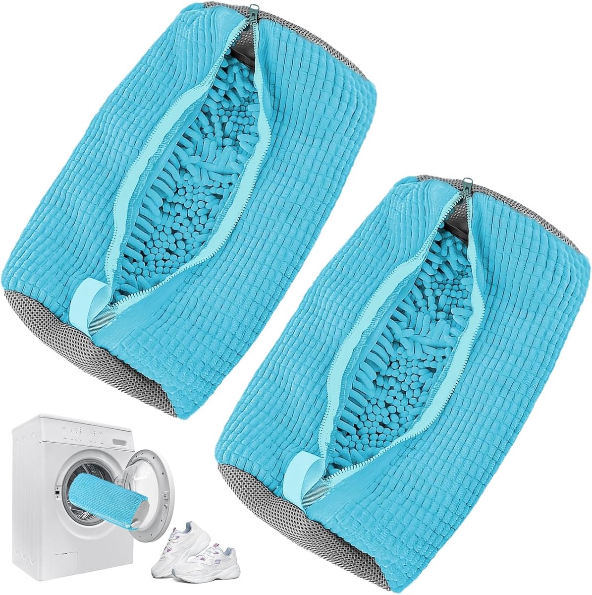 Waszakken, Schoenwaszak voor wasmachine, waszak voor schoenen met rits, waszak voor schoenen voor wasmachine, geschikt voor alle schoenen en maten (azul, 2)