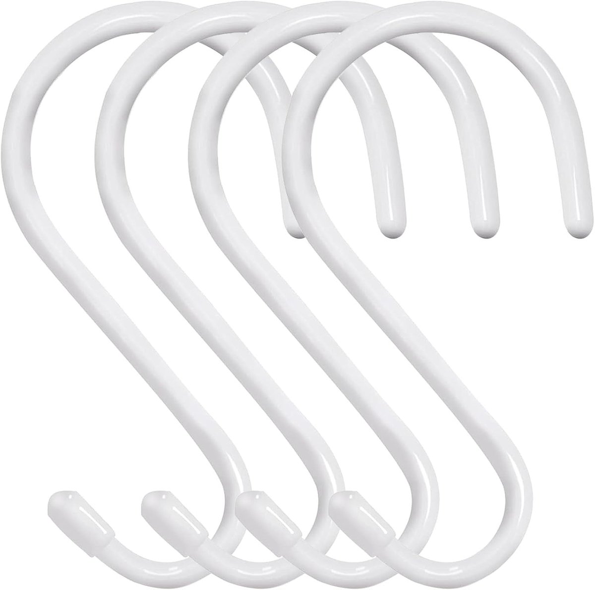 S-haken Heavy Duty S-vormige haken voor opknoping planten mand lichten kleding jeans pot pan handdoeken hoeden (4 stuks wit)
