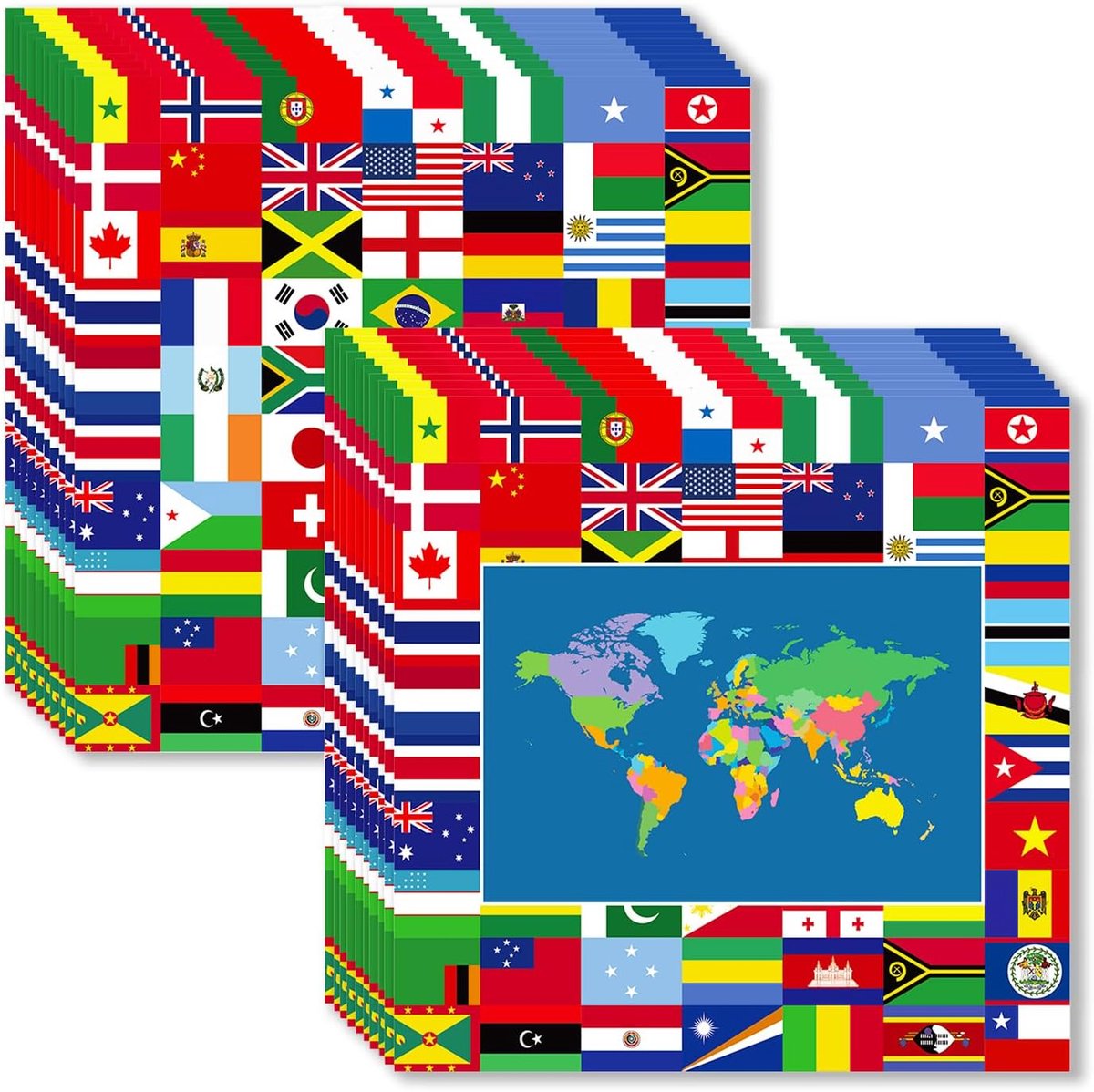 Servetten, 33x33cm Vlaggen van de Wereld Papieren Servetten, Landenvlaggen Verjaardag Servetten, Vlaggen Wereld Servetten, Wereldvlaggen Feest Decoratie Papieren