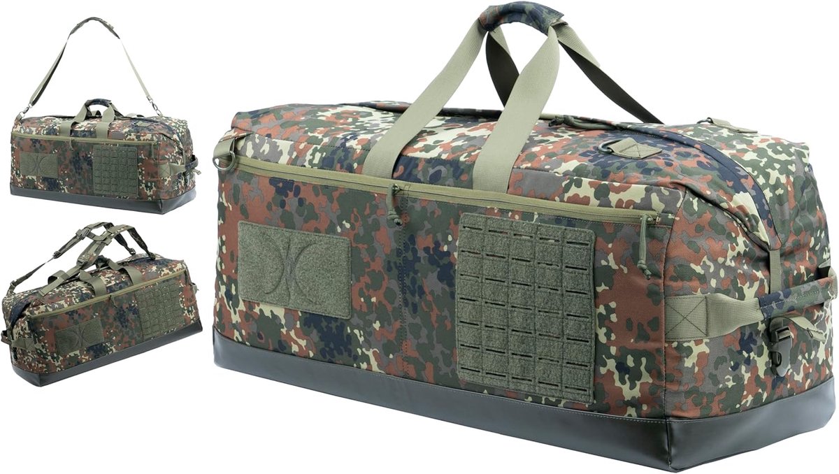 tactische plunjezak implementatie tas plunjezak rugzak tas voor speciaal werk, sport, reizen, kamperen, Flecktarn Camo, M, Reizen Duffle