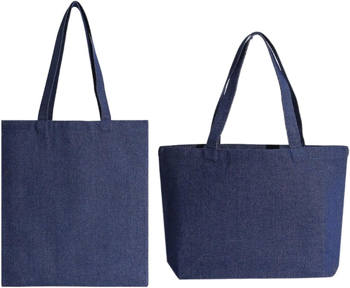 Boodschappentas met ritssluiting, katoenen tas, onbedrukt, boodschappentas, shopper, jute tas, grote draagtas, stoffen tas om te beschilderen, reistas, tote bag