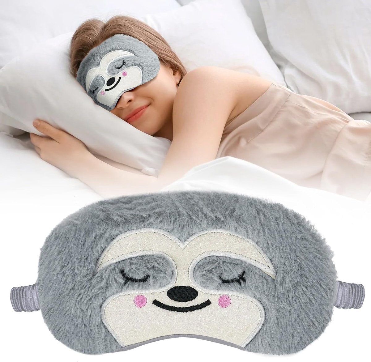 Slaapmasker voor kinderen, schattig 3D wollig dierenoogmasker, pluisjes, cartoon, slapen, grappige nieuwigheid, oogbedekking, slaapmasker, cadeau, slaapmasker voor kinderen en volw