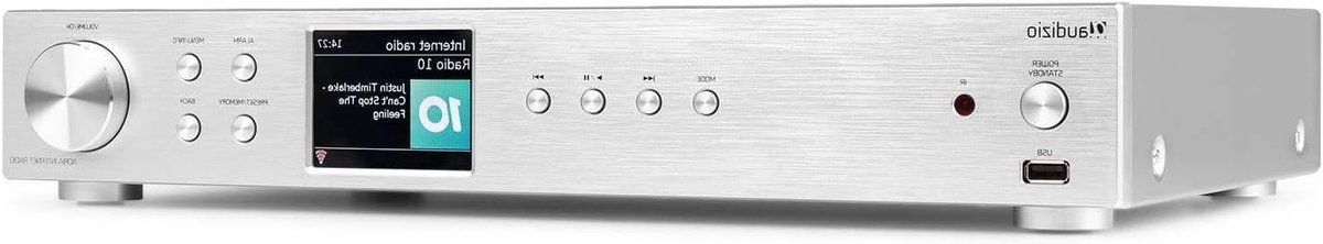 DAB Tuner Internet Radio - HiFi Tuner Bluetooth - Muziek Streamen - Spotify Connect - 3.2 inch Display - Zilver