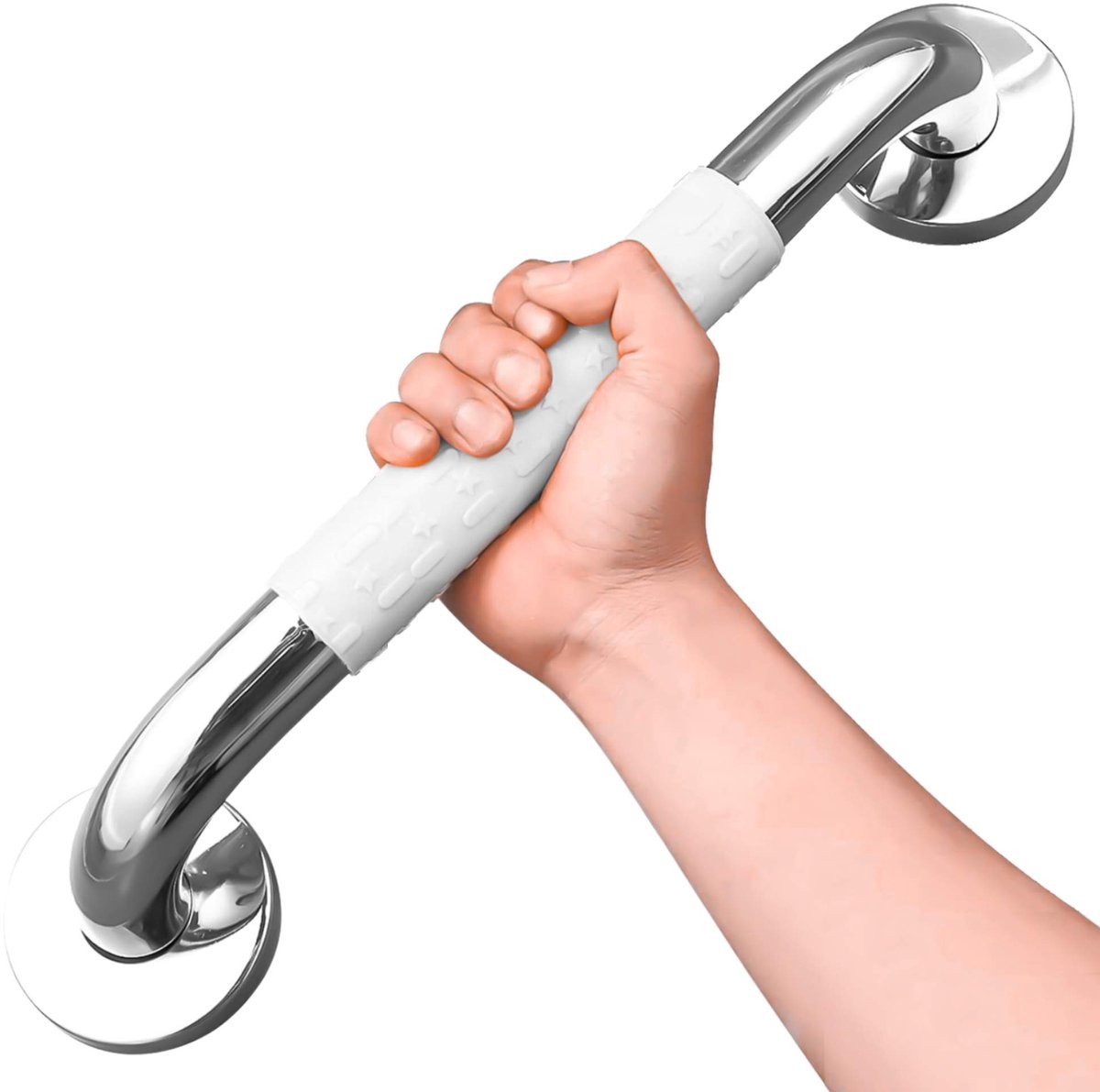 SnelShoppen - Bad Safety Grab Rail Wit 30CM Roestvrij Staal Antislip Douche Handgrepen voor Ouderen en Gehandicapten, Grijpstang met Ribbels voor Badk
