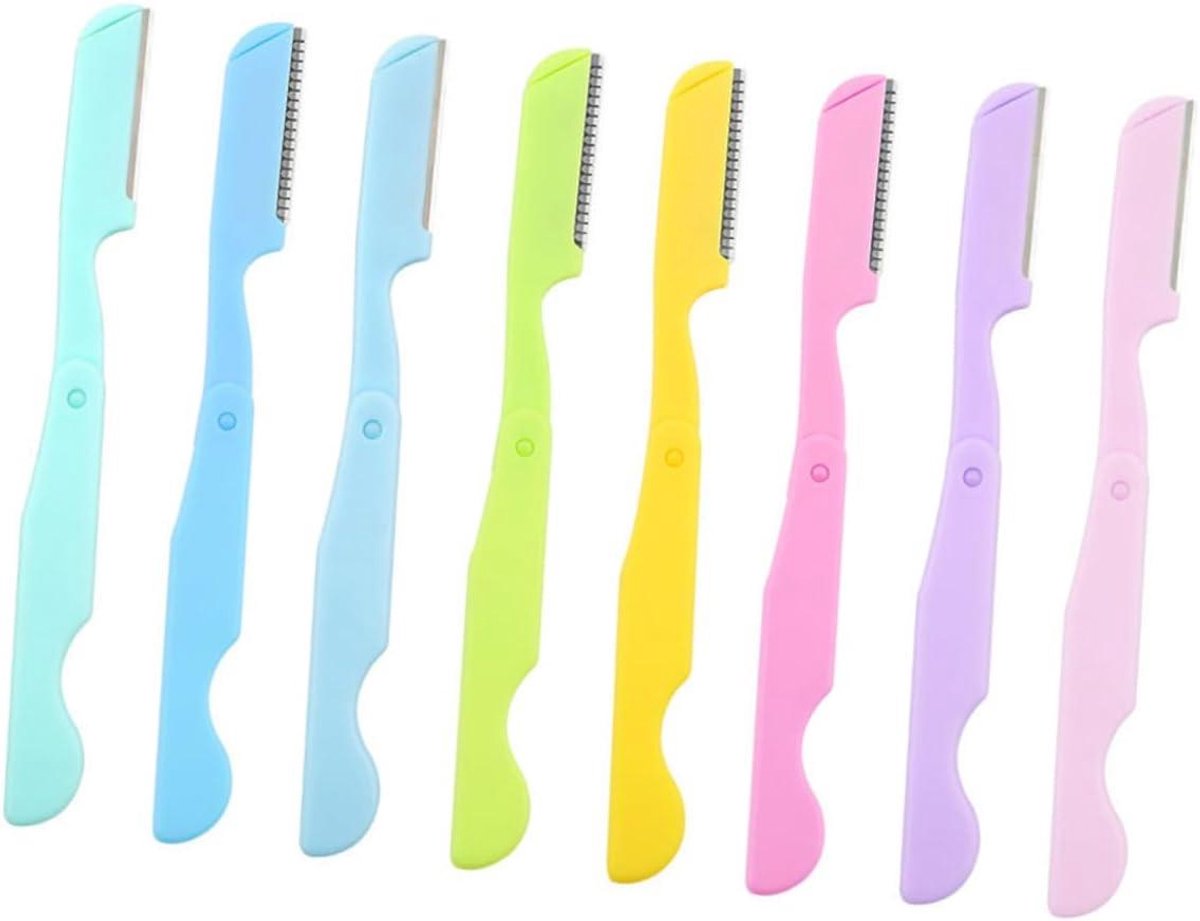 Wenkbrauw Trimmer Set - Gezichtsscheermesjes Ontharen - Gezichtsbeharing Verwijderen - Opvouwbaar Compact Ontwerp - 12.2 cm - Diverse Kleuren