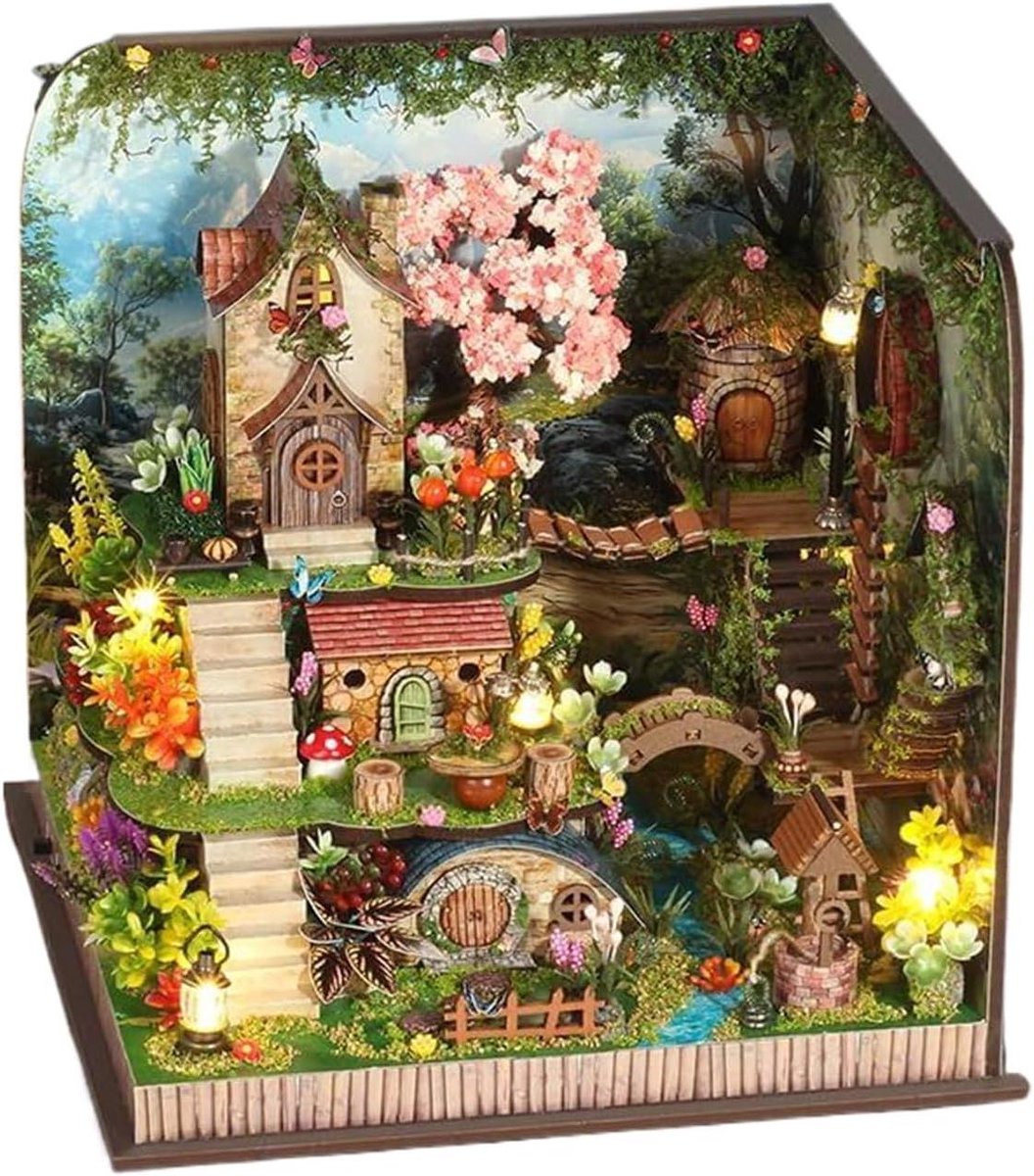 Miniatuur Huis Bouwpakket - Boekenplank Decoratie - Hobby Project - Hout en ABS Componenten