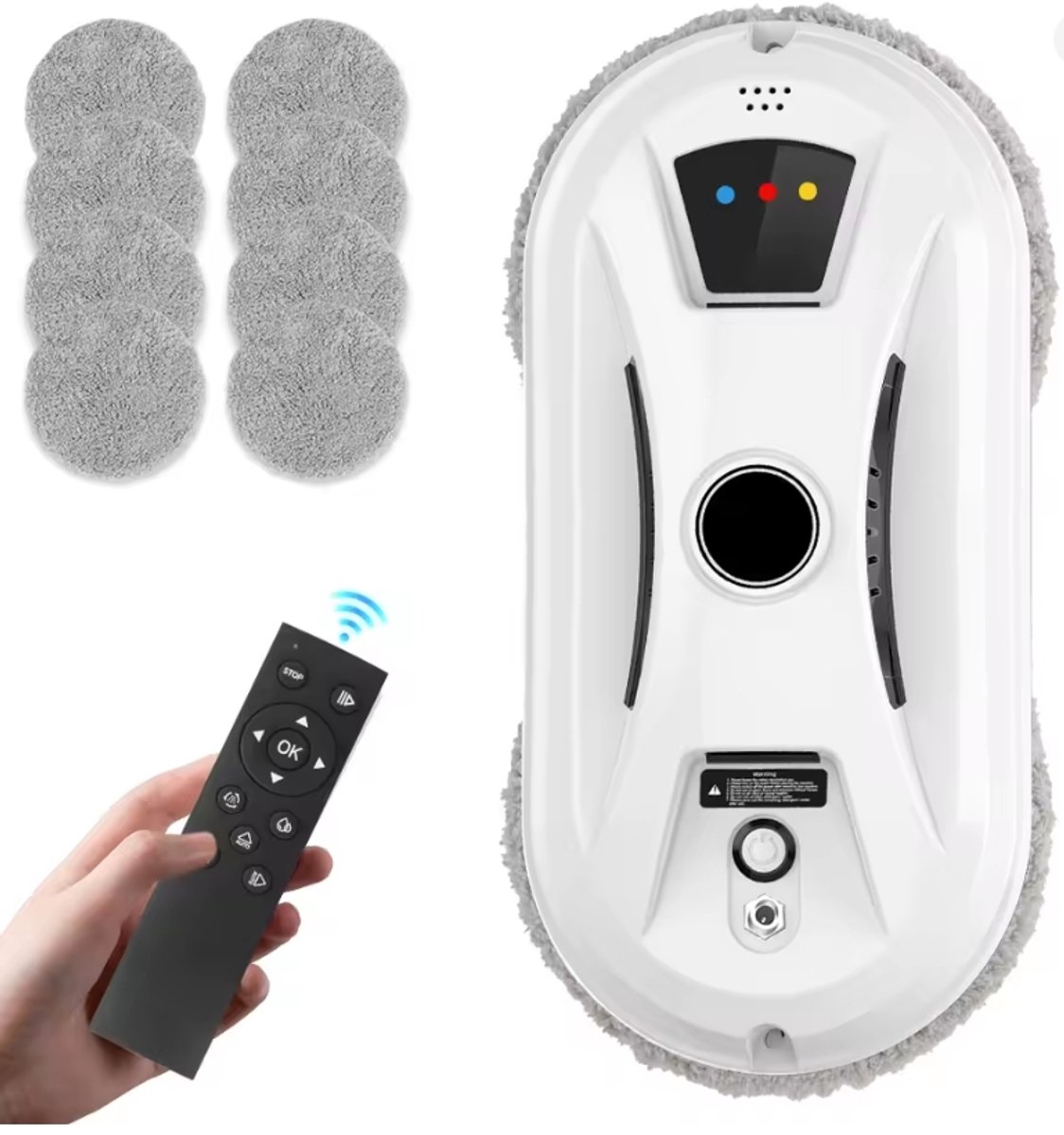 Raamrobot met Afstandsbediening – Automatische Ruitenreiniger – 5600 Pa Zuigkracht – Incl. 10 Reinigingsdoeken – Voor Grote Ramen