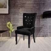 Fauteuil  Zwart Velvet Fluweel met Kristalachtige deco / Eetkamerstoel / Loungestoel / Lounge stoel / Relax stoel / Chill stoel / Lounge Bankje / Lounge Fauteuil - Luxe Fauteuil