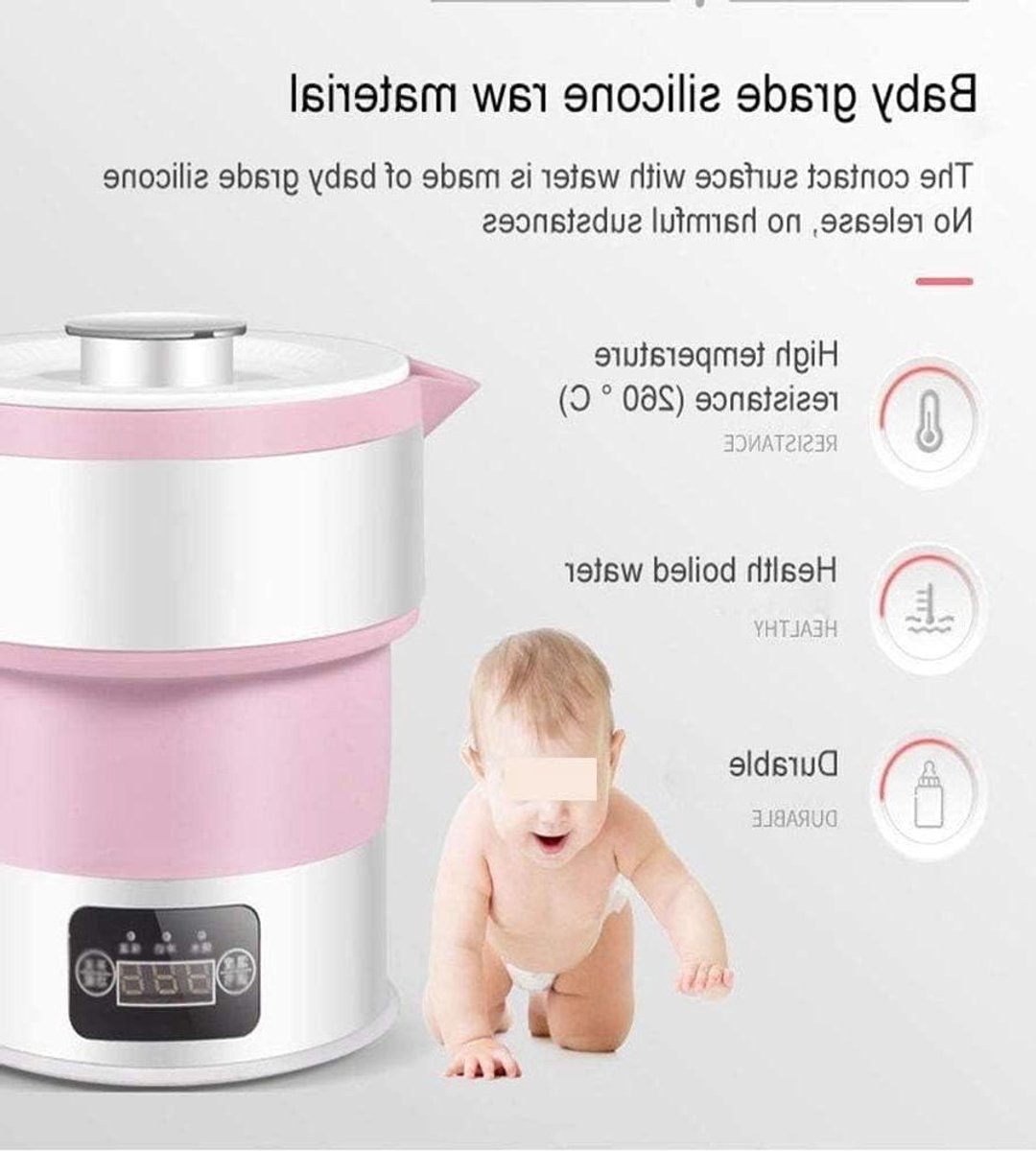 Opvouwbare Waterkoker - Reis Waterkoker Camping - Koken Water Onderweg - Smart Touch Display - 600 ml - Roze