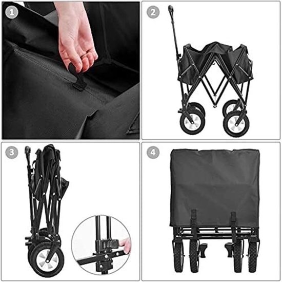 Bolderkar Tuinwagen - Draagwagen Vouwwagen - Outdoor Transport - Opvouwbaar Met Opbergzakken - 11000 Gram - Zwart van Bolderkar — afbeelding 5