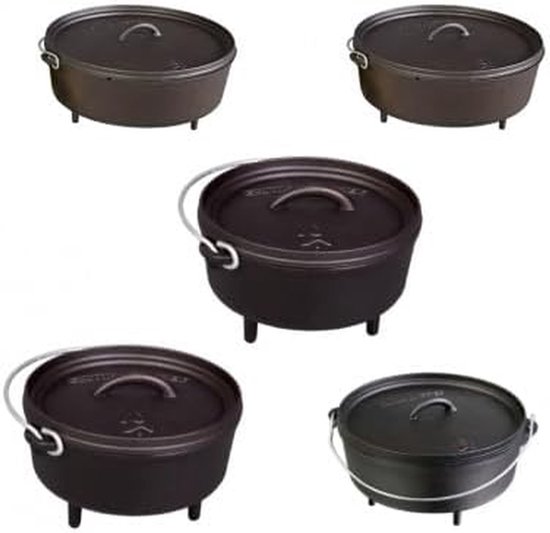 Gietijzeren Dutch Oven - Kampeerpan Ovalen Pan - Buiten Koken - Voorbehandeld Gietijzer - Tot 41 cm - Zwart — afbeelding 5