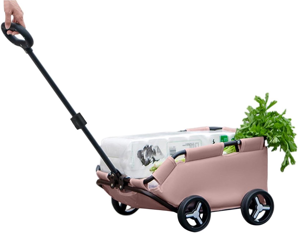 Hondenbuggy Inklapbaar - Huisdierwagen Rolwagen - Comfortabel Vervoer - Lichtgewicht Ontwerp - 50 x 35 x 24 cm - Roze