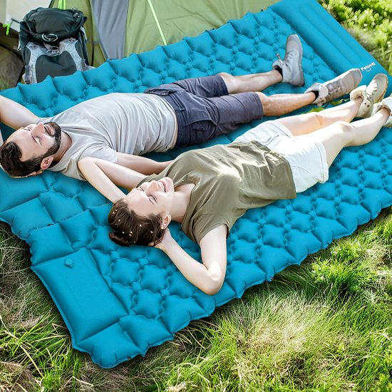 2 Stuks Slaapmat met Ingebouwde Pomp - Camping Luchtbed - Donkerblauw — afbeelding 4