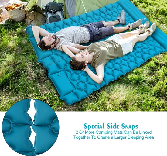 2 Stuks Slaapmat met Ingebouwde Pomp - Camping Luchtbed - Donkerblauw — afbeelding 3