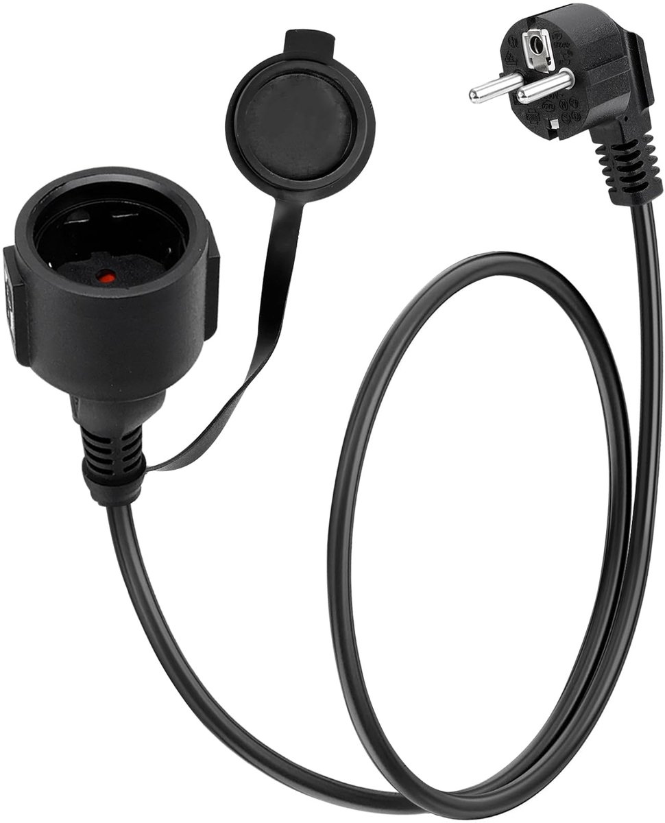 SnelShoppen - Verlengkabel Geaard Stopcontact 1m, 3x1,5mm², 250V/16A, Buiten AC IP44 - Tuin, Camping, Feesten - Veilig en Duurzaam