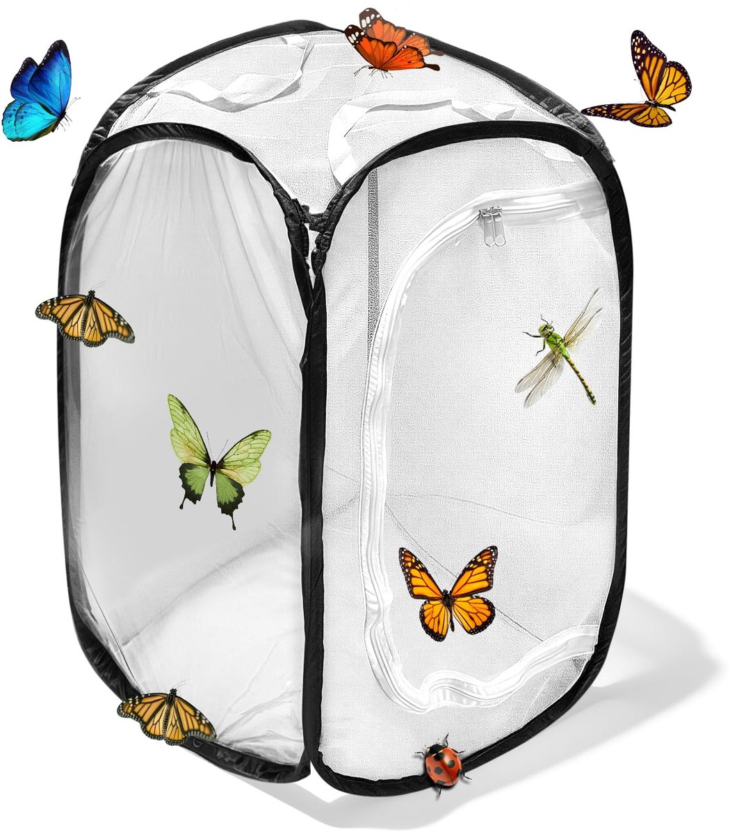 SnelShoppen - Opvouwbare Insecten- en Vlinderhabitatkooi 40x40x60cm - Zwart Vlinderhuis voor Bescherming van Planten en Insecten - Ideaal voor Tuin en