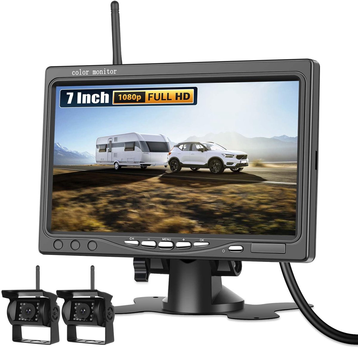 SnelShoppen - Draadloze Achteruitrijcamera 1080P HD - IP68 Waterdicht - Stabiel Blind Spot Waarschuwingssysteem voor Vrachtwagen, Aanhangwagen, RV en