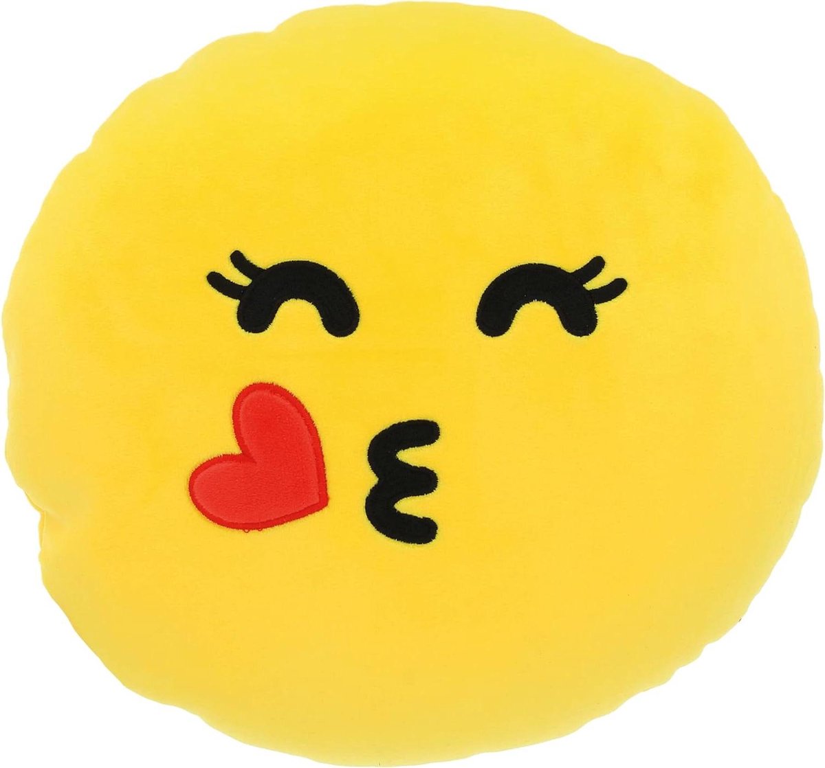 Emoji Kussen Hart - Lachend Kussen Cadeau Kussen - Woonkamer Decoratie - Wasbare Polyester Hoes - 28 cm - Geel