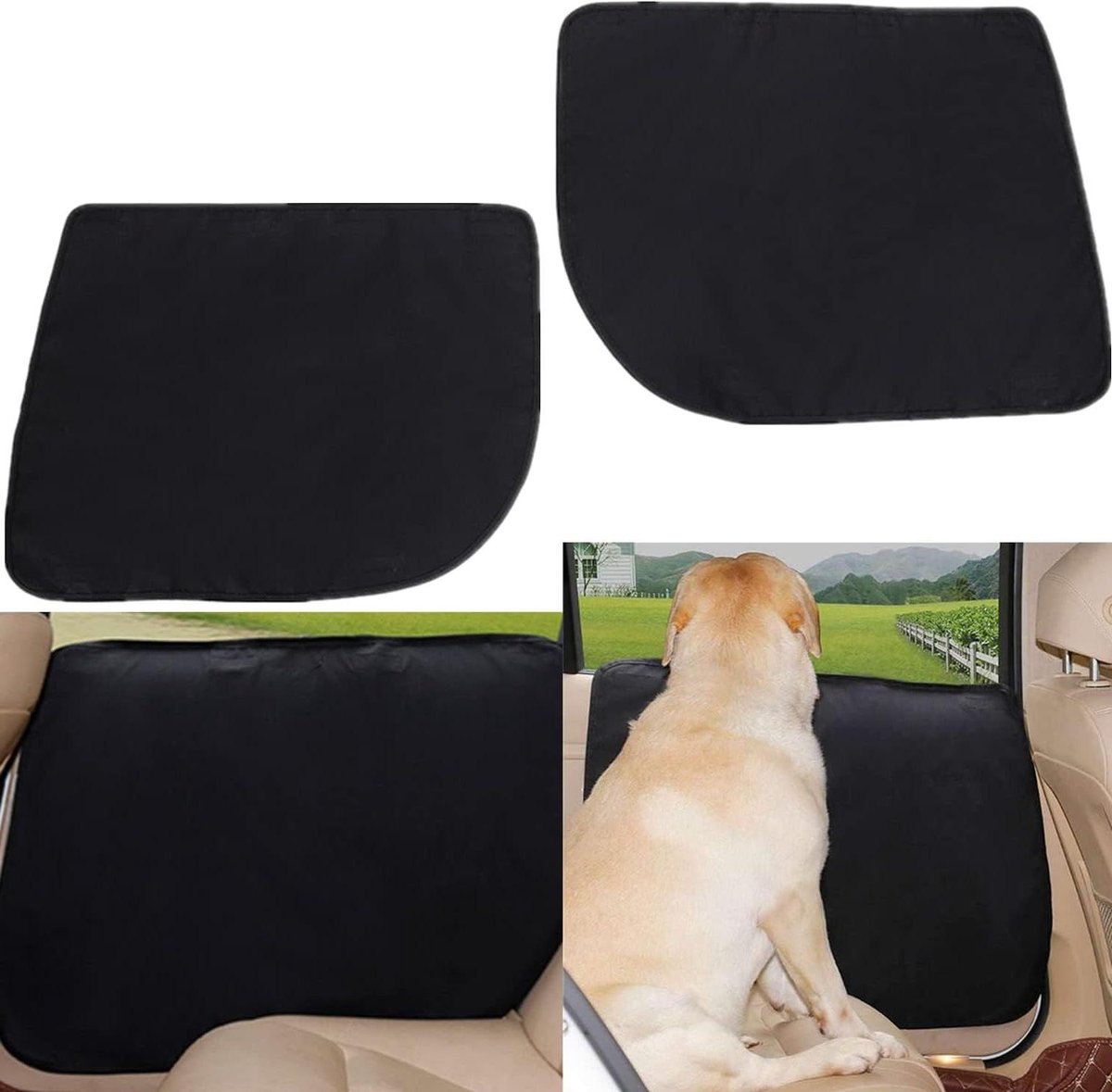 Autodeurbeschermers Honden - Beschermers Autodeur - Auto Interieur Beschermen - Krasbestendig Oxford Stof - 70x50 cm - Zwart