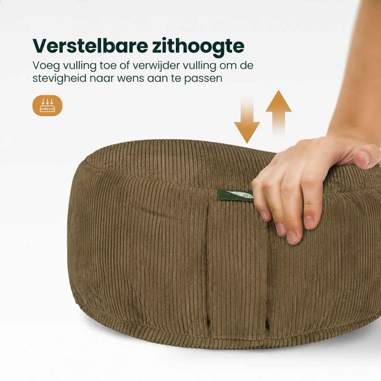 MindBaas - Meditatiekussen - Eco - Rib - Donkergroen - Dubbel Gestikt - 15 x 33 cm (hoogte x diameter) - Yoga kussen - Yogakussen van Merkloos — afbeelding 5