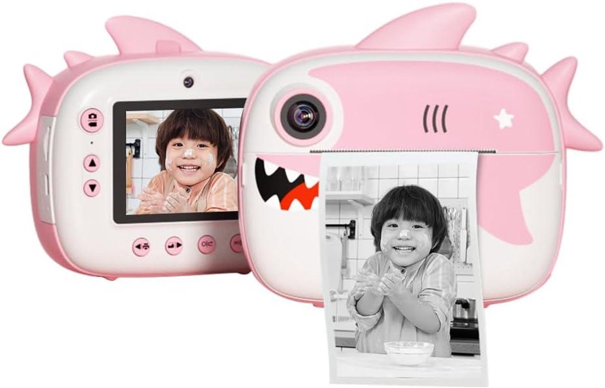 Kindercamera met Printfunctie - Digitale Camera Kinderen - Direct Foto's Printen - 25K HD Resolutie - 24 Inch Scherm - Roze