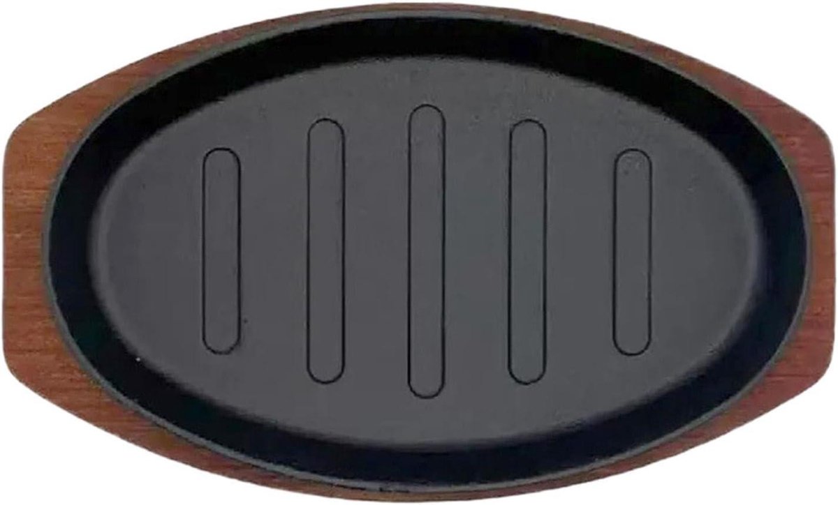 Gietijzeren Grillpan Steakpan Serveerplaat Maaltijden Bereiden Serveren Gelijkmatige Warmtegeleiding 254 cm Zwart