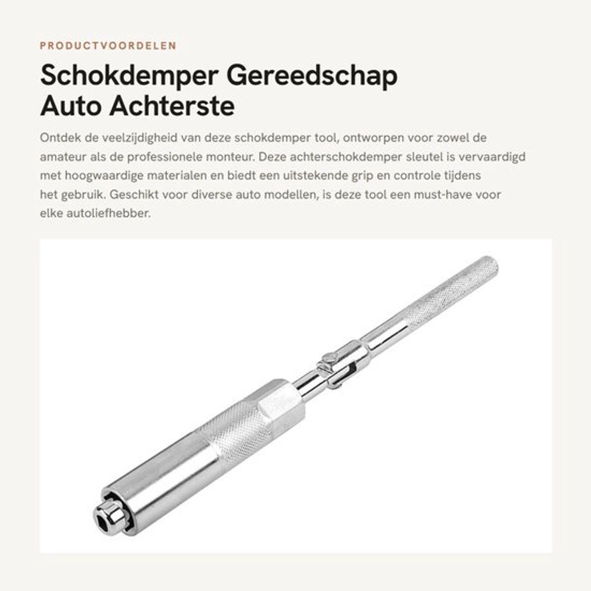 Schokdemper Gereedschap - Achterste Inbussleutel - Slagvast - Antislip Handvat - Zeskant 17 mm - Lengte 270 mm - Schokbrekersleutel