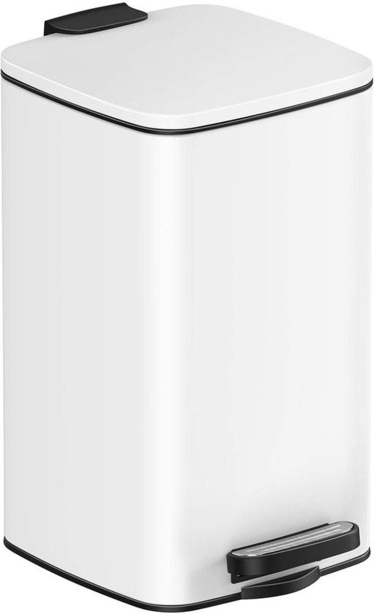 Afvalemmer 8 liter - Prullenbak voor badkamer - Kleine afvalbak - Met deksel - Softclose techniek - Stalen buitenbak - Handvat voor eenvoudig vervoer