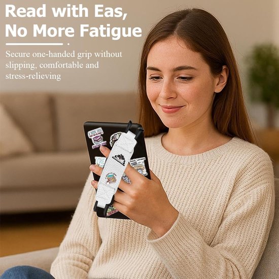 E-reader Handhouder - Boekhouder Tablet - Comfortabel Lezen - Verstelbare Band - 6-8 Inch - Wit — afbeelding 4