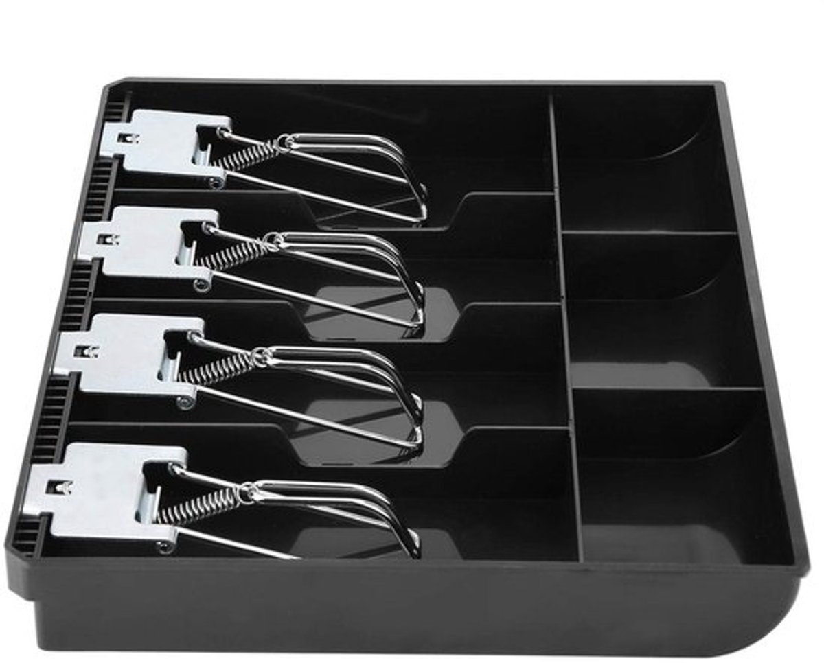Kassalade 32,2 x 24,5 x 3,5 cm - Geldorganizer - 4 Bankbiljetten/3 Muntcompartimenten - Lichtgewicht/Duurzaam - Voor Winkel/School - Ideaal voor Contant Geld - Geldlade