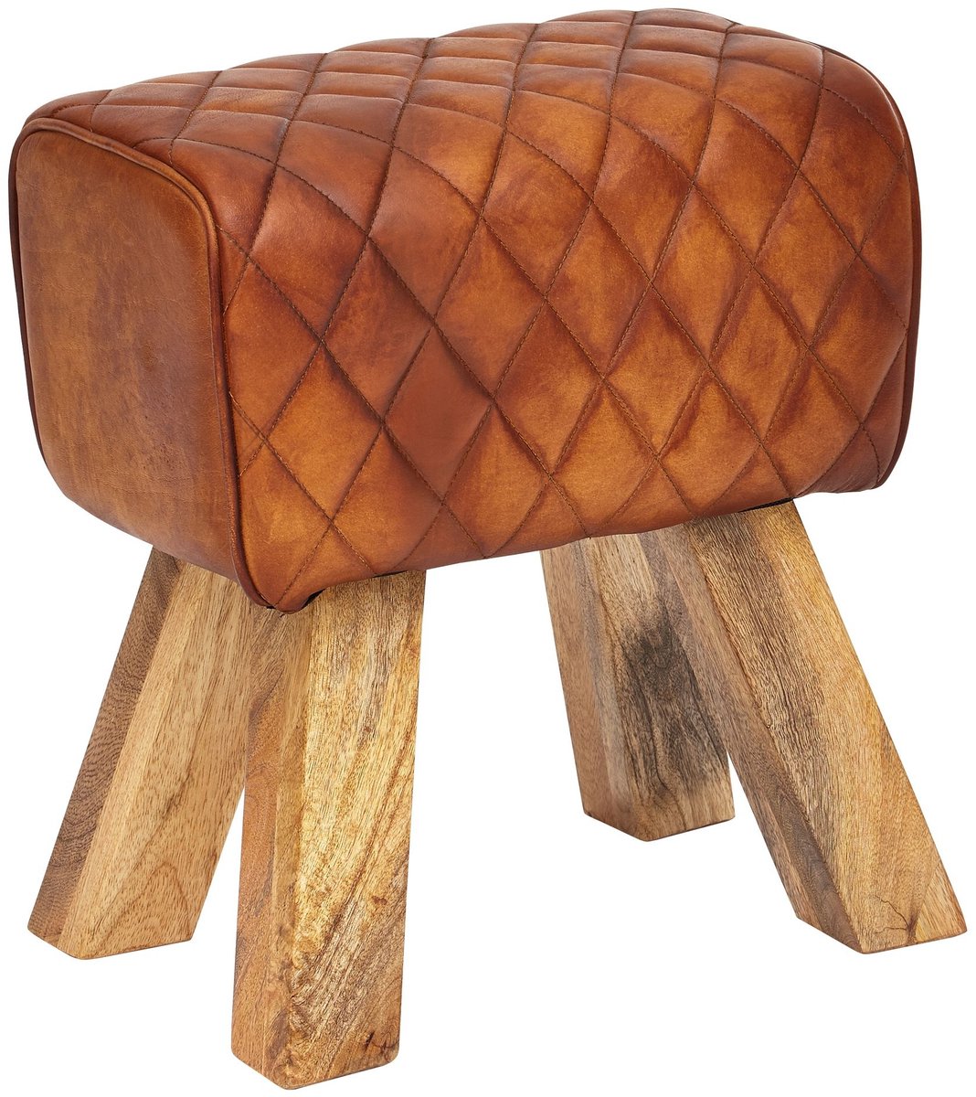 Poef bruin leer 27x48x40 cm - WL6.092