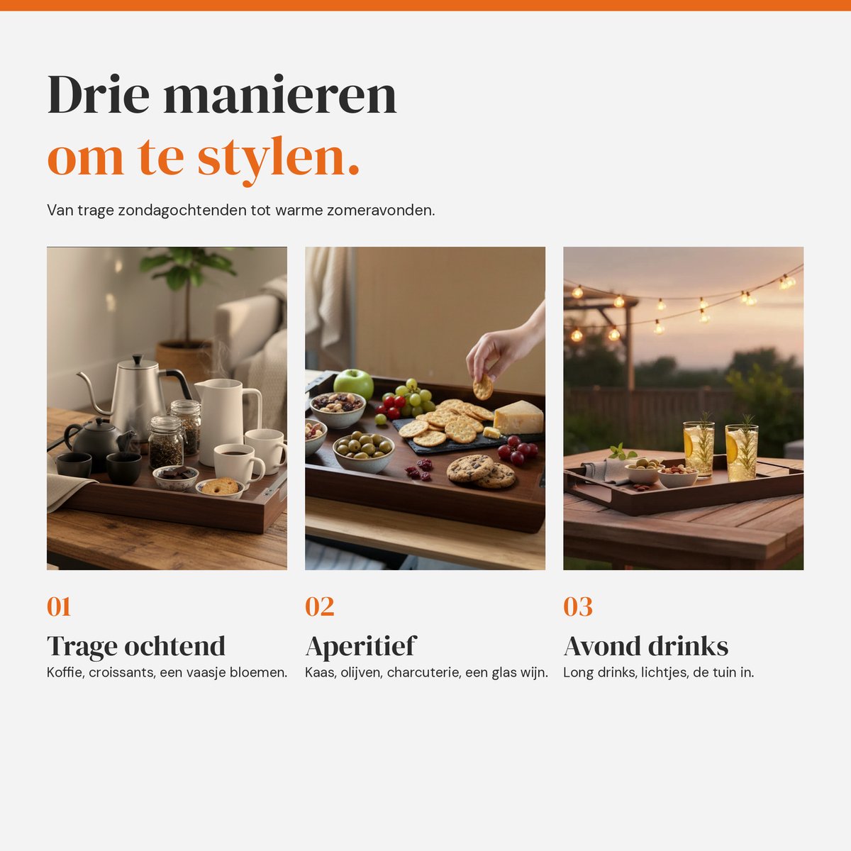 Dienblad Hout 48x38 cm — Acaciahout Rechthoekig — Met Stevige Metalen Handgrepen — Ontbijt op Bed, Serveerplaat, Schootdienblad — Groot Houten Dienblad — Belgisch Merk Les Plaisirs du Chef — cadeau in Koken & Dineren - foto 4