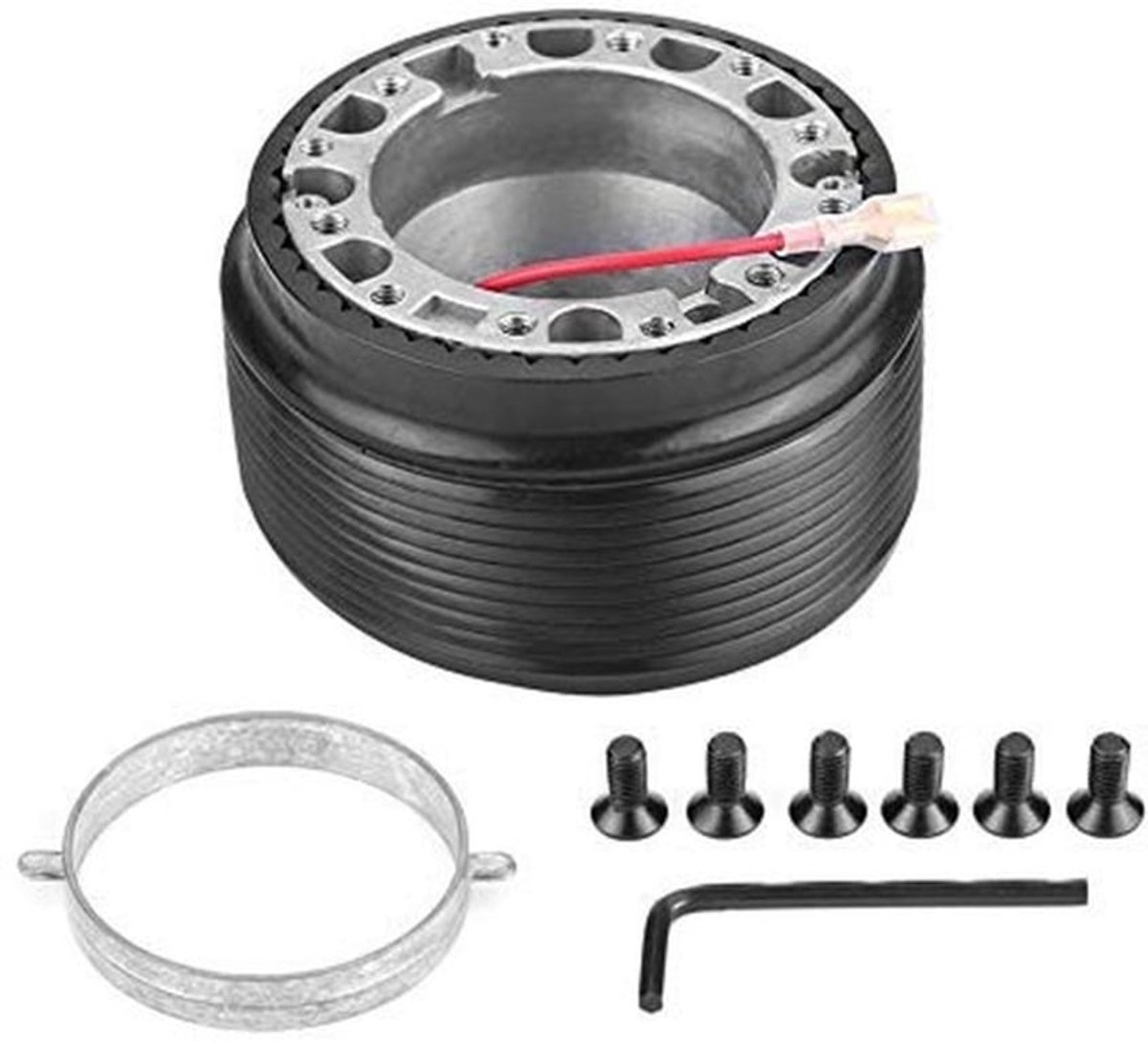 6-gat stuurwielnaafadapter - Racing-kit - Aluminium - Snap-off-boss - Zwart - Geschikt voor Mazda MX3 MX5 MX6 RX7 323