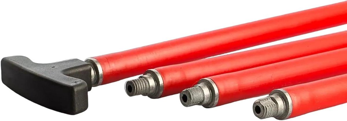 Schoorsteen Reinigingsstangen - Veegstokken Haard - Schoorsteen Onderhoud - Flexibel Buigbaar 45 Graden - 10 Stuks 1 Meter - Rood